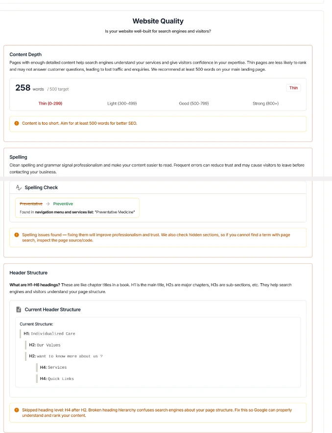 Bright Care Medical Group Website Audit Report Page 3